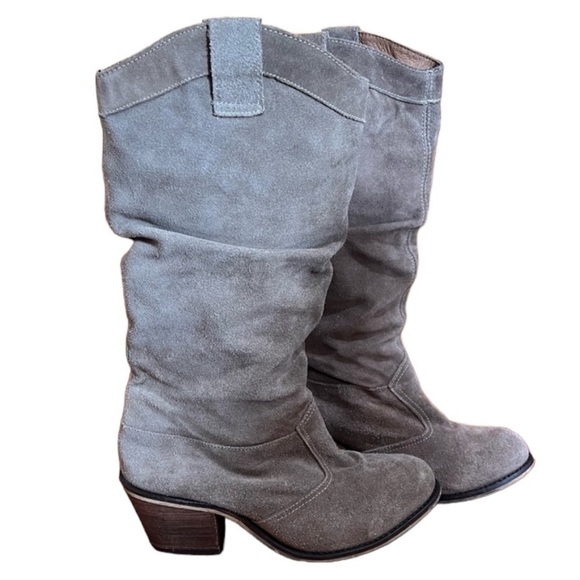Steve Madden 9 Diablo Beige Slouchy Leather Suede Cowboy Boot Western Trendy - Picture 1 of 10